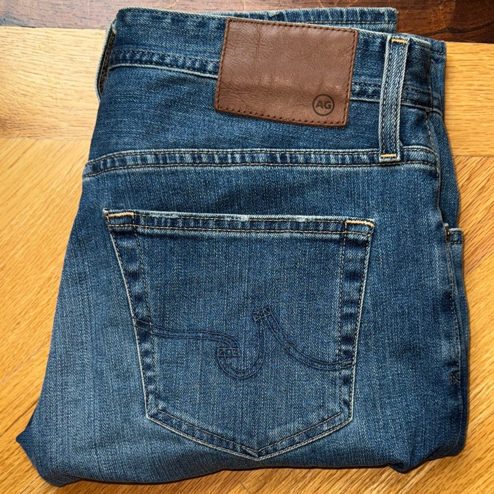 Ag Adriano Goldschmied Men's Denim Jeans with Brown Patch Size 30/34